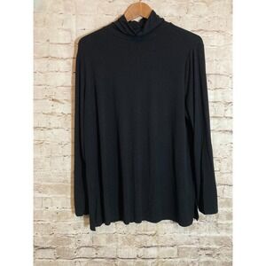 Sejour Turtleneck Top Womens 1X Black Capsule Quiet Luxury Modal Stretch Plus